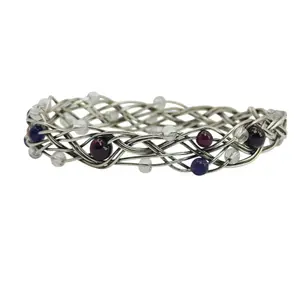 Sterling Garnet Amethyst Braided Bracelet