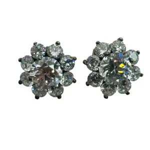 Sterling Rhinestone Flower Earrings