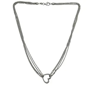 Italy Sterling Multi Cable Chain Heart Necklace