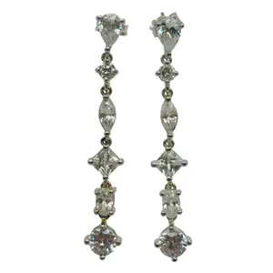 Sterling Clear Stone Dangle Earrings