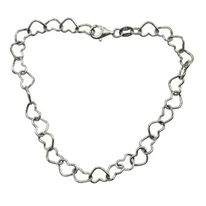 Signed Italy Sterling Heart Chain Bracelet