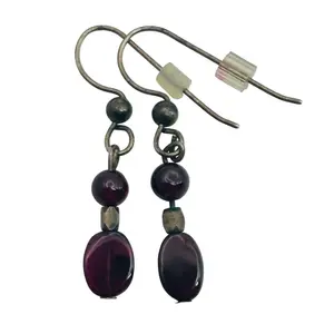 Sterling Garnet Dangle Earrings