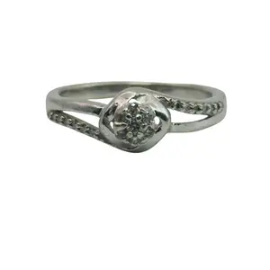 Sterling Diamond Ring Sz 6.5