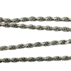 Signed Italy Sterling Rope Chain Necklace