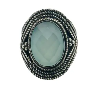 Sterling Rhinestone Twisted Detail Ring Sz 6.5