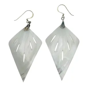 Sterling Carved Mother Of Pearl Earrings