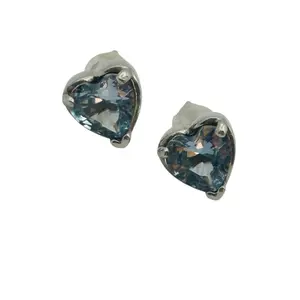Sterling Topaz Heart Earrings