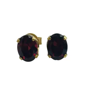 Sterling Garnet Oval Earrings