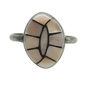 Sterling Mother Of Pearl Marquise Cut Ring Sz 6.5