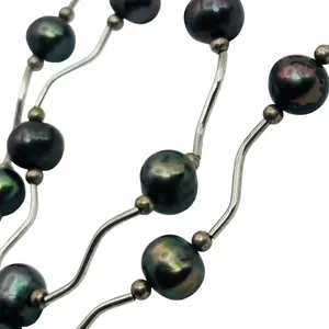 Sterling Pearl Liquid Silver Necklace