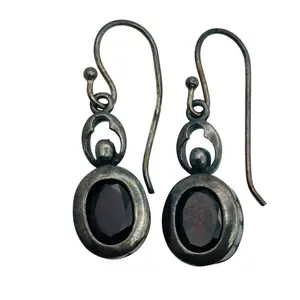 Sterling Garnet Dangle Earrings