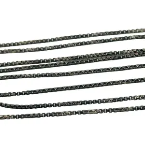 Signed Italy Sterling Box Chain Long Necklace