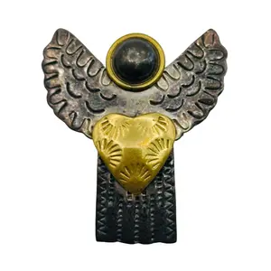 Sterling Stamped Angel Brooch Pendant