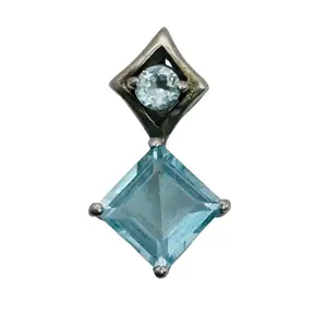 Signed VJ Sterling Topaz Pendant