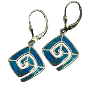Signed Sterling Opal Swirl Earrings