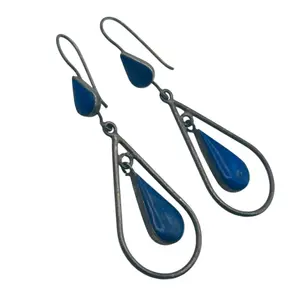 Southwest Sterling Lapis Lazuli Teardrop Earrings