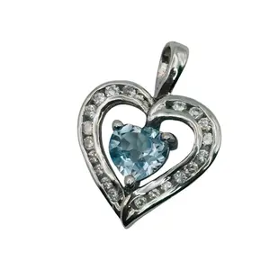 Sterling Topaz Heart Pendant