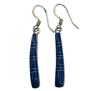 Southwest Sterling Lapis Lazuli Dangle Earrings