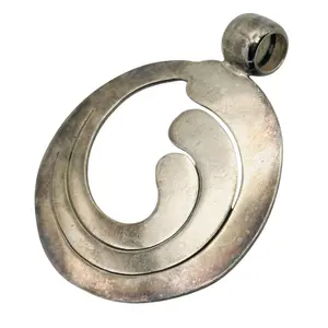 Sterling Round Wave Pendant