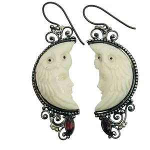 Sterling Owl Protector Moon Earrings