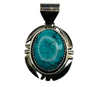 Bruce Wood Navajo Sterling Turquoise Pendant