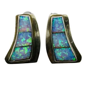 Nathaniel Johnson Navajo Sterling Opal Earrings