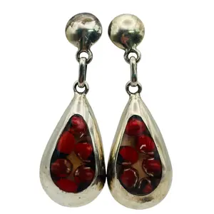 Sterling Peruvian Huayruro Seed Earrings