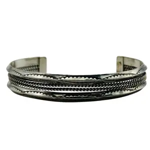 Navajo Sterling Stamped Cuff Bracelet