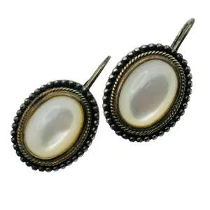Signed Sterling Mother Of Pearl Earrings