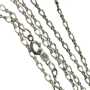 Signed Sterling Figaro Trace Chain Necklace