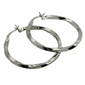 Signed Sterling Twisted Hoop Earrings