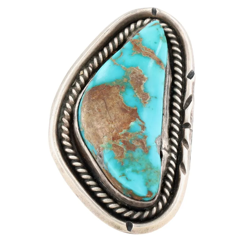 Vintage Navajo Sterling Turquoise Ring Sz 8 from auction in Ravenna, Ohio — image 5