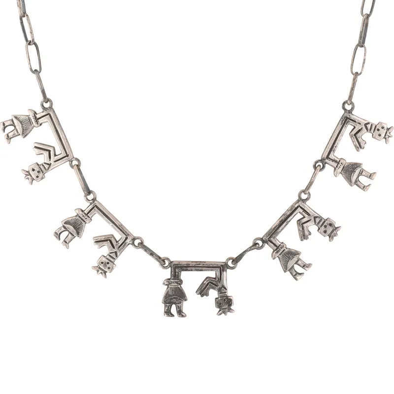 Vintage Navajo Sterling Rainbow Man Necklace from auction in Ravenna, Ohio — image 12