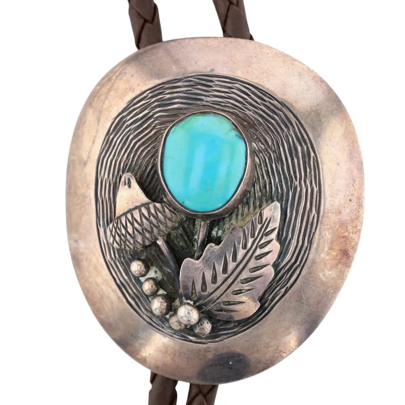 Vintage Roy Vandever Navajo Sterling Turquoise Bolo Tie from auction in Ravenna, Ohio — image 17