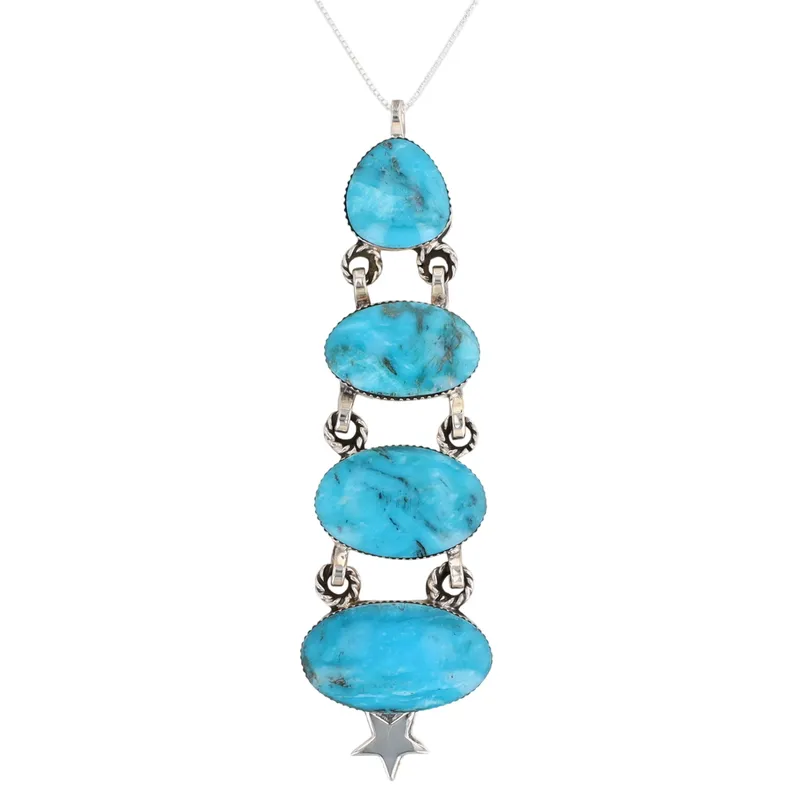 David Lopez Navajo Sterling Turquoise Star Necklace from auction in Ravenna, Ohio — image 22