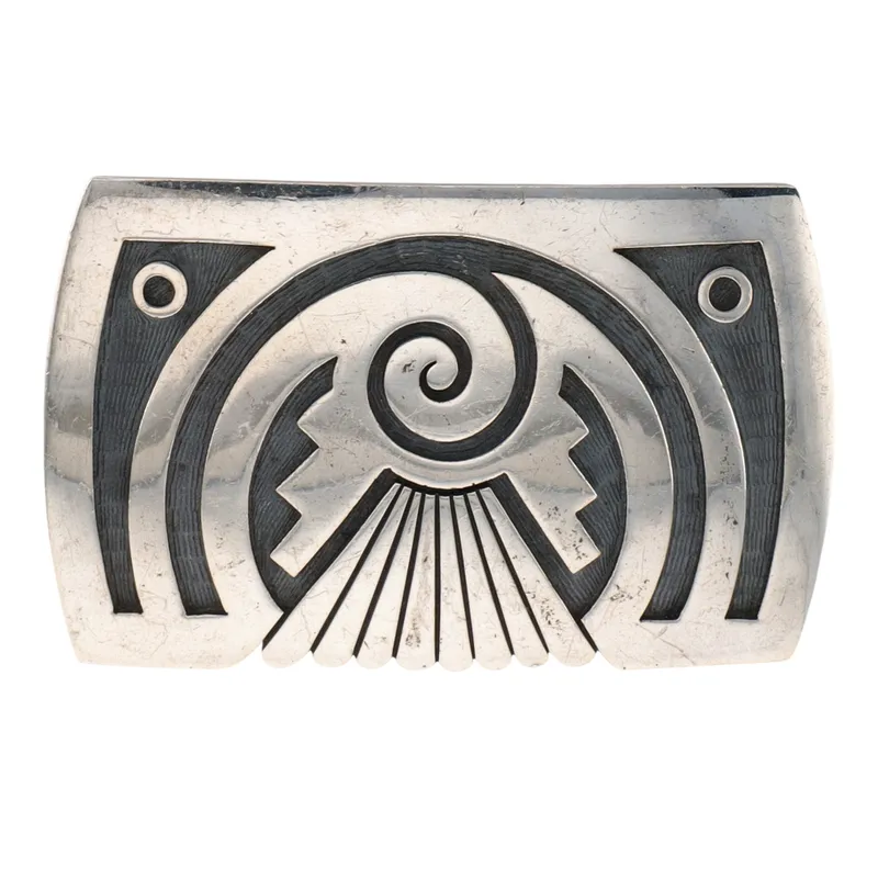 Mark Tawahongva Hopi Sterling Overlay Belt Buckle from auction in Ravenna, Ohio — image 27