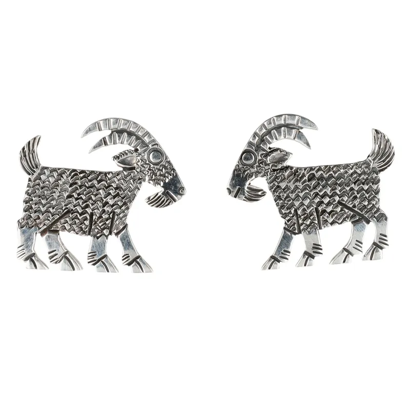Zandra Tahy Navajo Sterling Stamped Goat Earrings from auction in Ravenna, Ohio — image 24