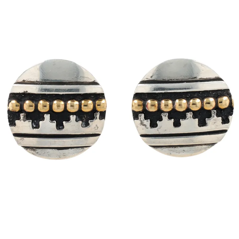 Ernest Wood Navajo Sterling Overlay Disc Earrings from auction in Ravenna, Ohio — image 29