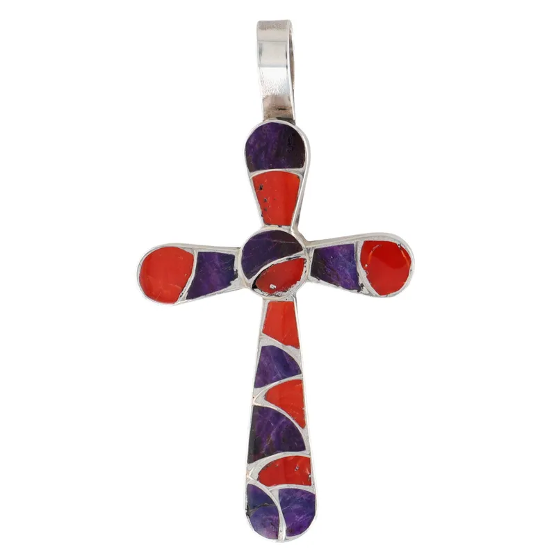 Carmichael Haloo Zuni Sterling Multi-Stone Inlay Cross Pendant from auction in Ravenna, Ohio — image 30