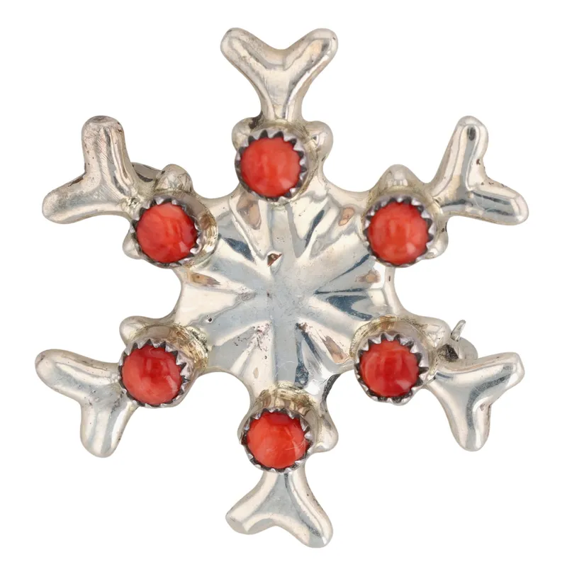 Pauline Nelson Navajo Sterling Coral Snowflake Pendant/Brooch from auction in Ravenna, Ohio — image 40