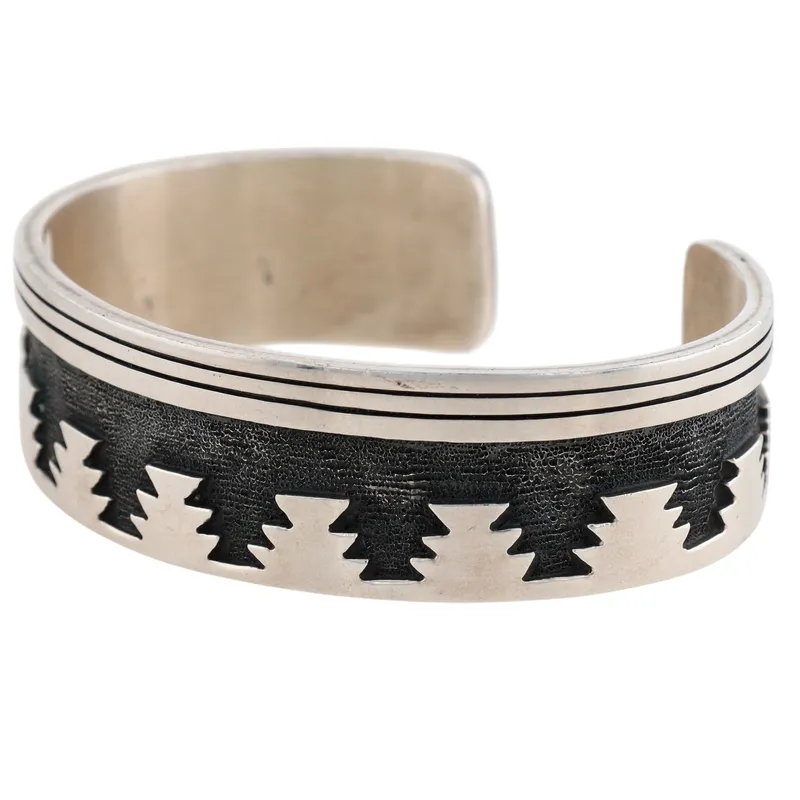 Navajo Sterling Geometric Overlay Cuff Bracelet from auction in Ravenna, Ohio — image 43