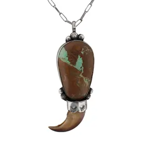 Navajo Sterling Turquoise Claw Necklace