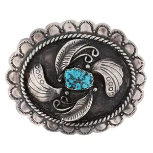 Vintage Navajo Sterling Turquoise Belt Buckle