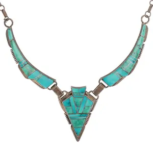 Freeman Indian Jewelry Sterling Turquoise Inlay Necklace