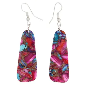Jameson Pete Navajo Sterling Pink Dahlia Slab Earrings