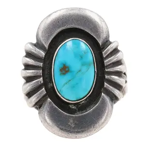 Vintage Navajo Sterling Turquoise Ring Sz 7