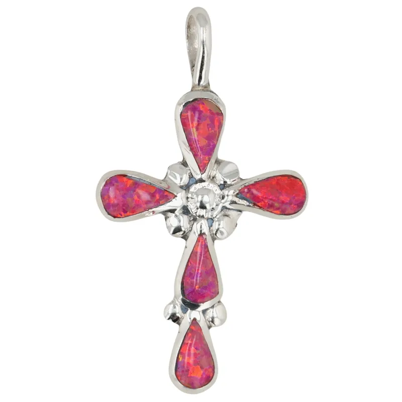 Bryce Vacit Zuni Sterling Opal Cross Pendant from auction in Ravenna, Ohio — image 10