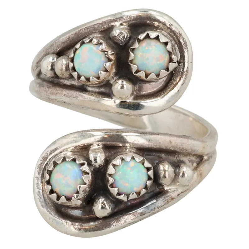 Genevieve Francisco Sterling Navajo Opal Adjustable Ring from auction in Ravenna, Ohio — image 13
