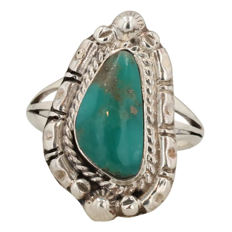 Alice Sanders Navajo Sterling Kingman Turquoise Ring Sz 8 from auction in Ravenna, Ohio — image 14