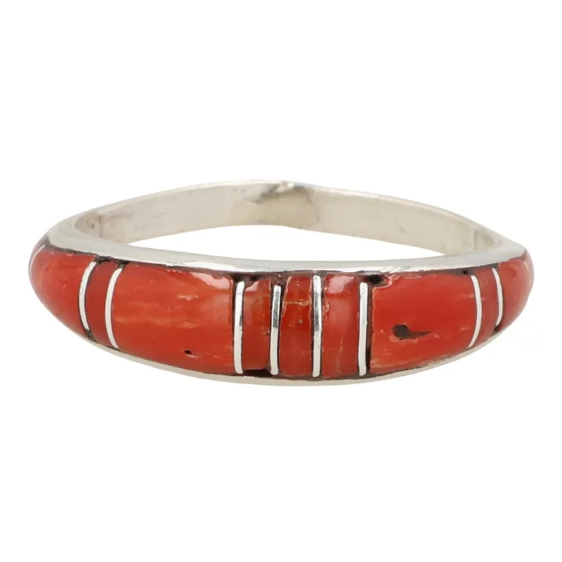 Kerrie Peina Zuni Sterling Coral Inlay Ring Sz 7.75 from auction in Ravenna, Ohio — image 20